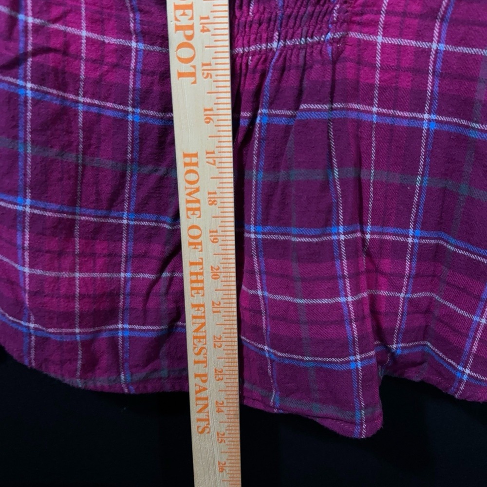 Op Ocean Pacific Women's Small 3/5 Pink & Gray Plaid Lightweight Flannel‎ Shirt - Picture 9 of 12